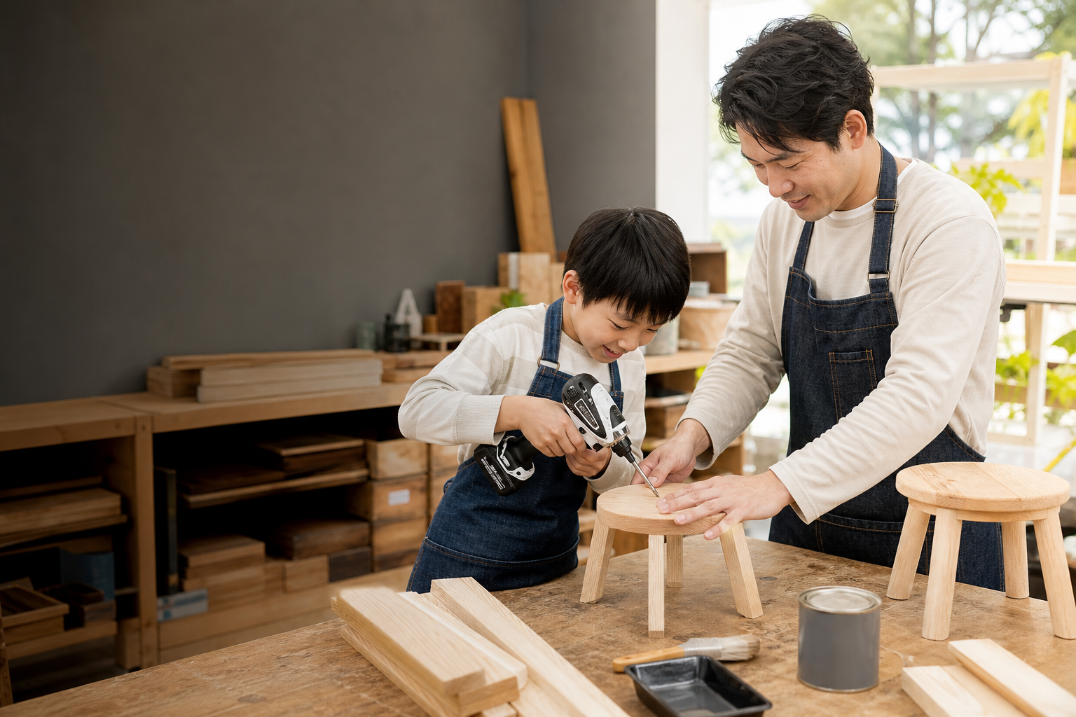 DCM西岡店｜ちょこんと座れる「丸いスツール」