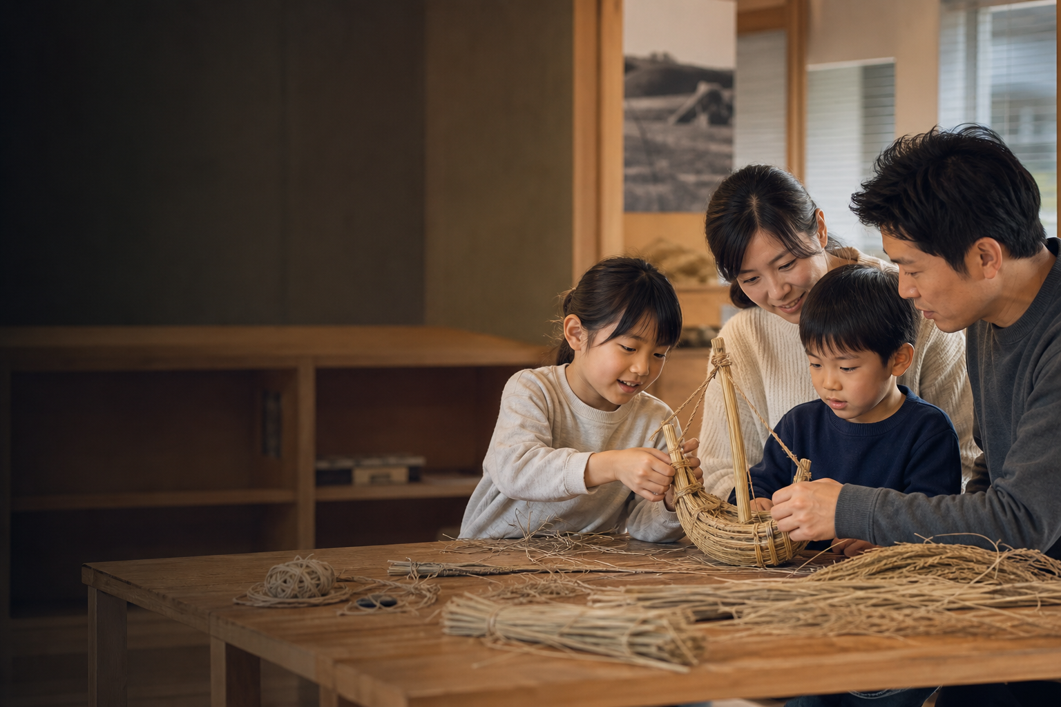 稲わらで『ミニ宝船』を作ろう